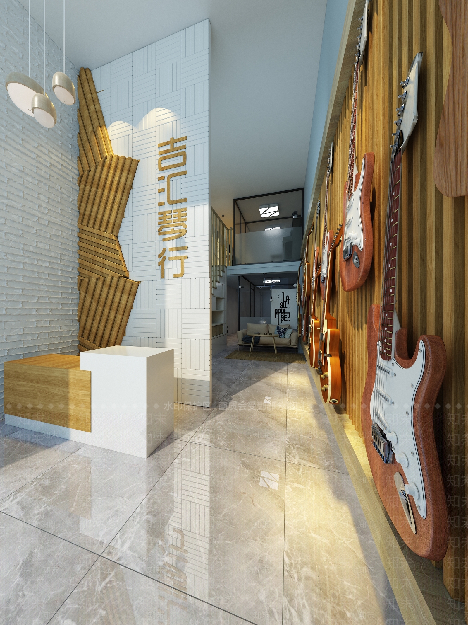 北欧现代琴行3D模型下载【ID:232790997】