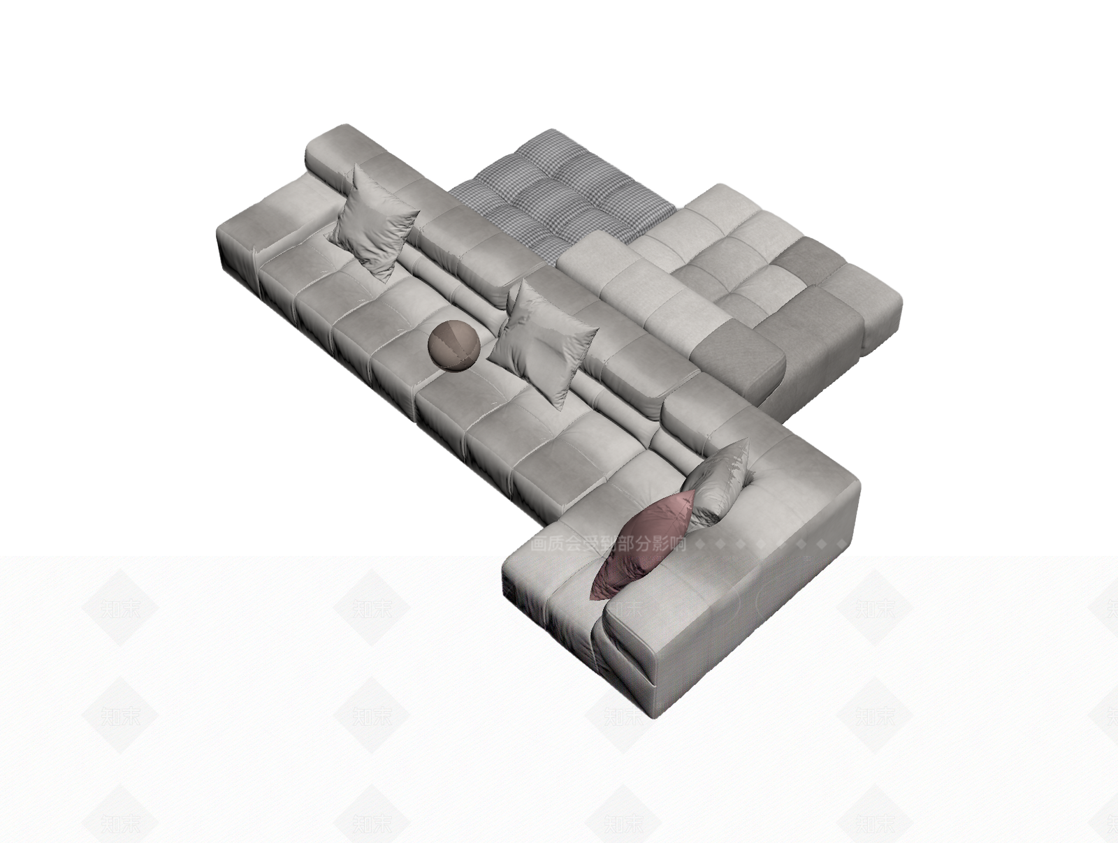 现代L型沙发组合3D模型下载【ID:1205544327】
