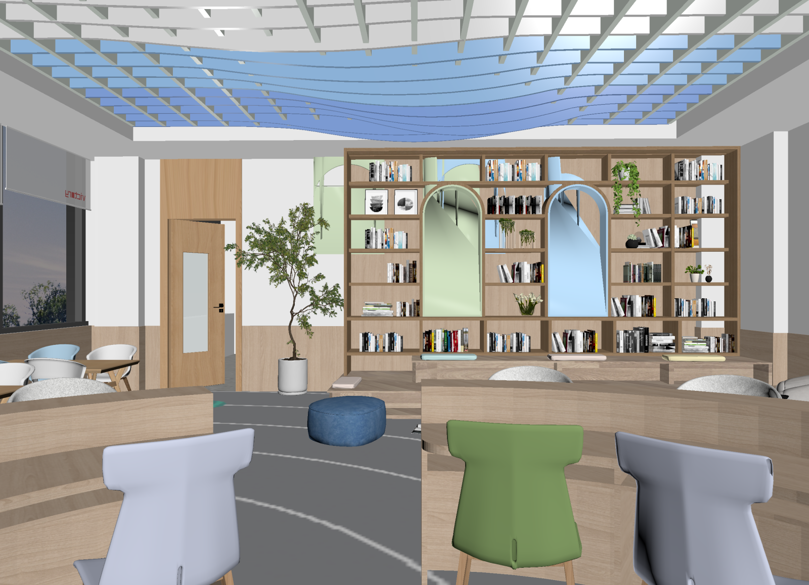 现代图书馆3D模型下载【ID:1214344832】