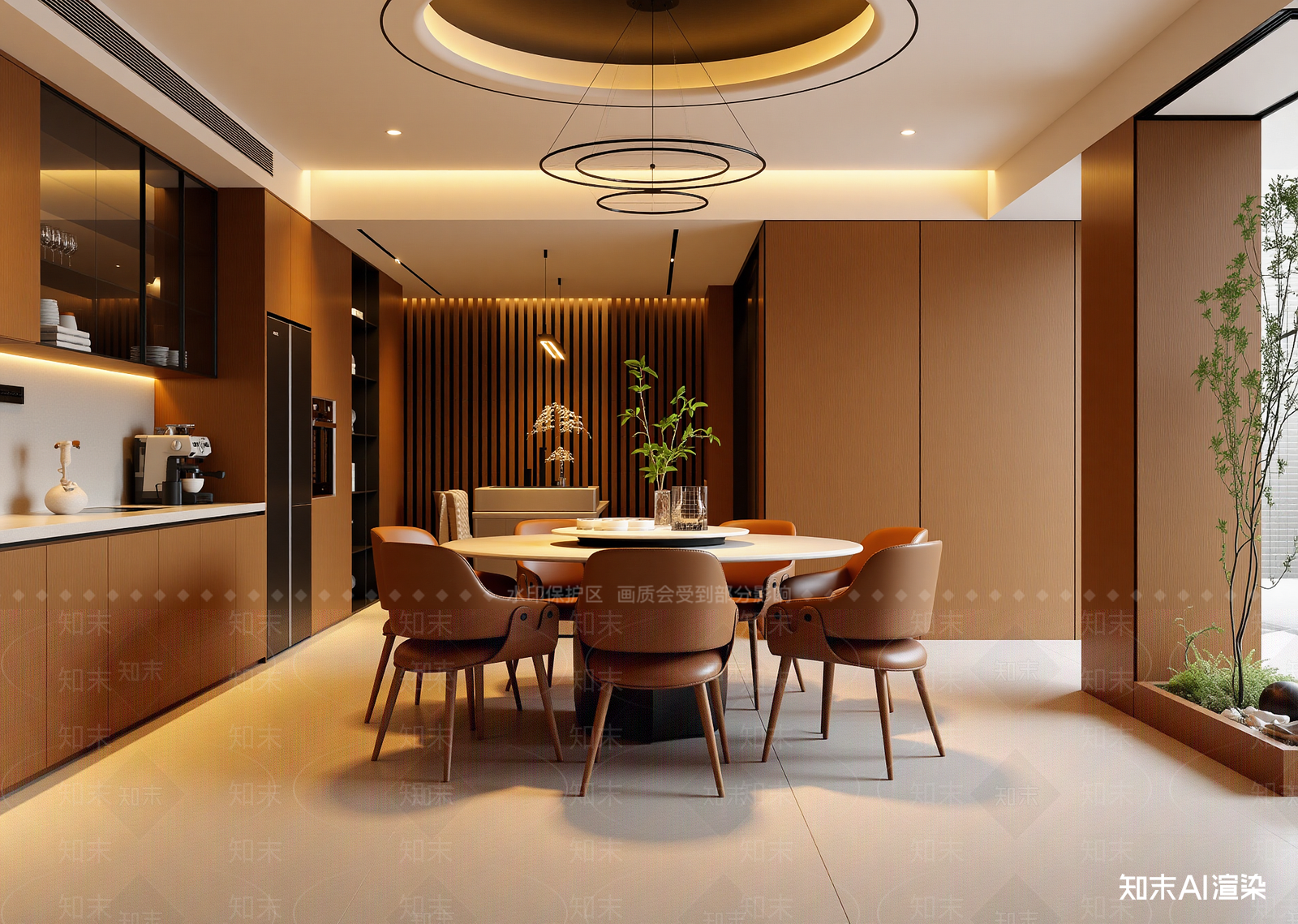现代酒店餐厅3D模型渲染效果图
