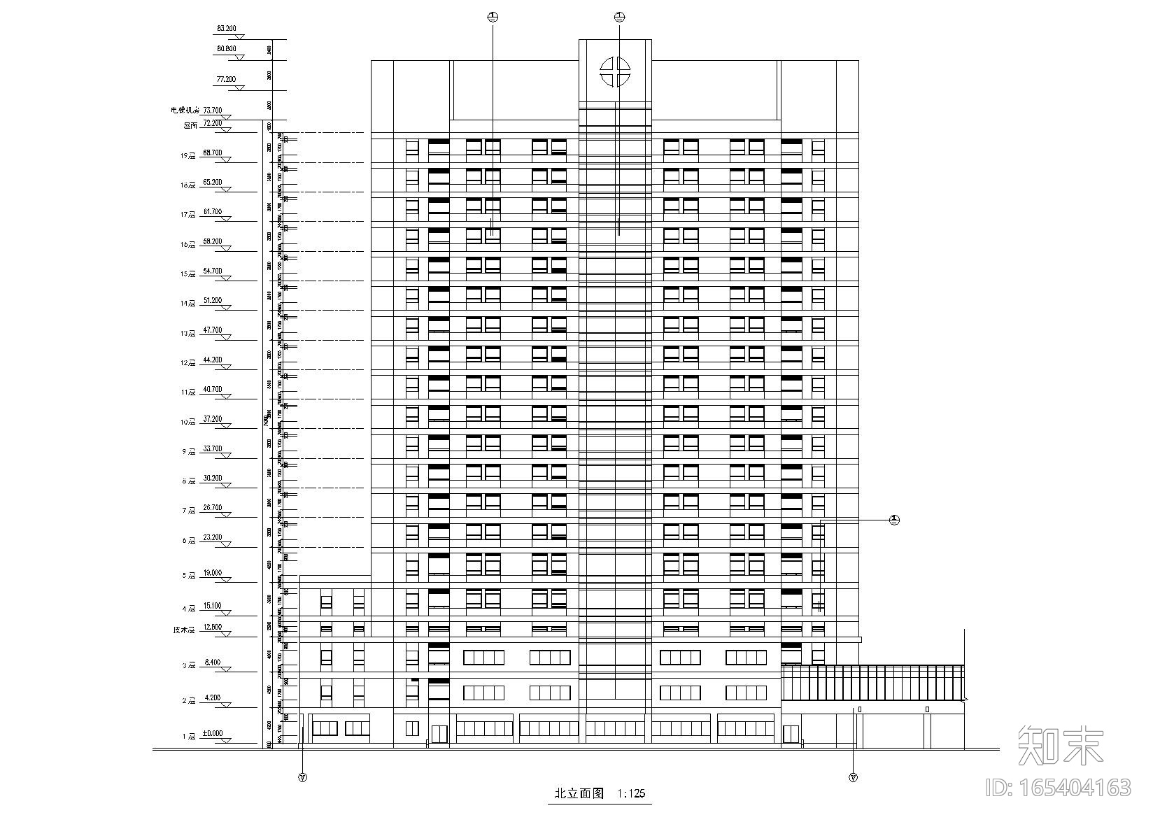 [浙江]东阳市人民医院病房楼建筑方案图cad施工图下载【ID:165404163】
