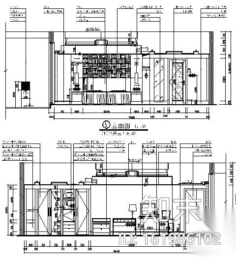 东莞某酒店三开间装修图cad施工图下载【ID:161986102】