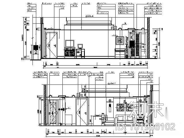 东莞某酒店三开间装修图cad施工图下载【ID:161986102】