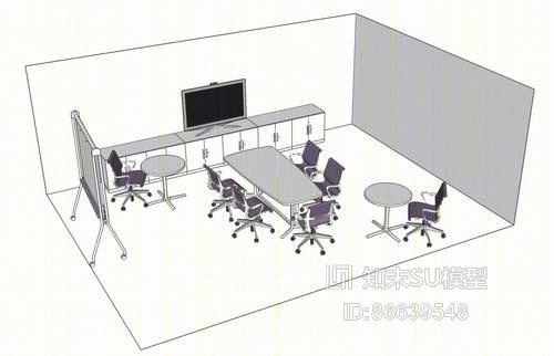 办公桌椅组合SU模型下载【ID:86639548】
