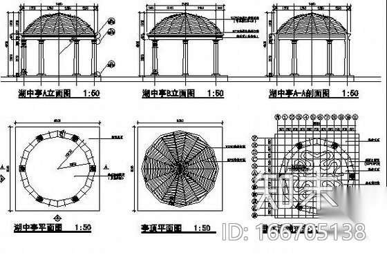 某会所湖中岛园林景观施工图cad施工图下载【ID:166705138】