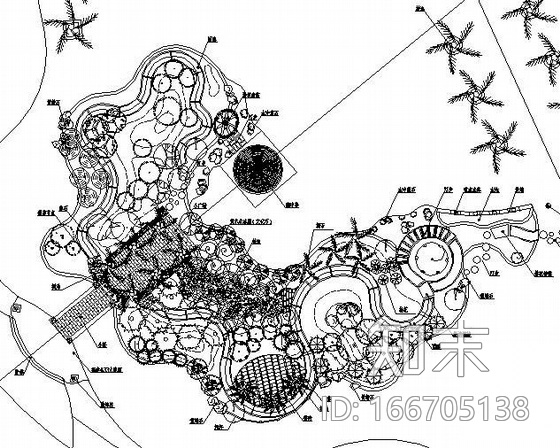 某会所湖中岛园林景观施工图cad施工图下载【ID:166705138】
