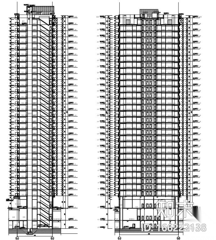 [上海]现代风格5栋住宅建筑施工设计施工图下载【ID:166222138】