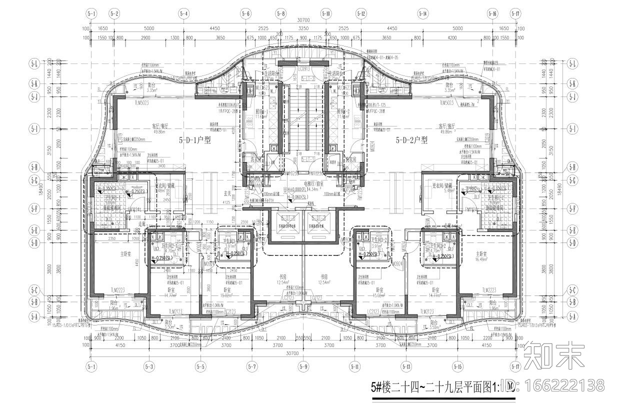 [上海]现代风格5栋住宅建筑施工设计cad施工图下载【ID:166222138】