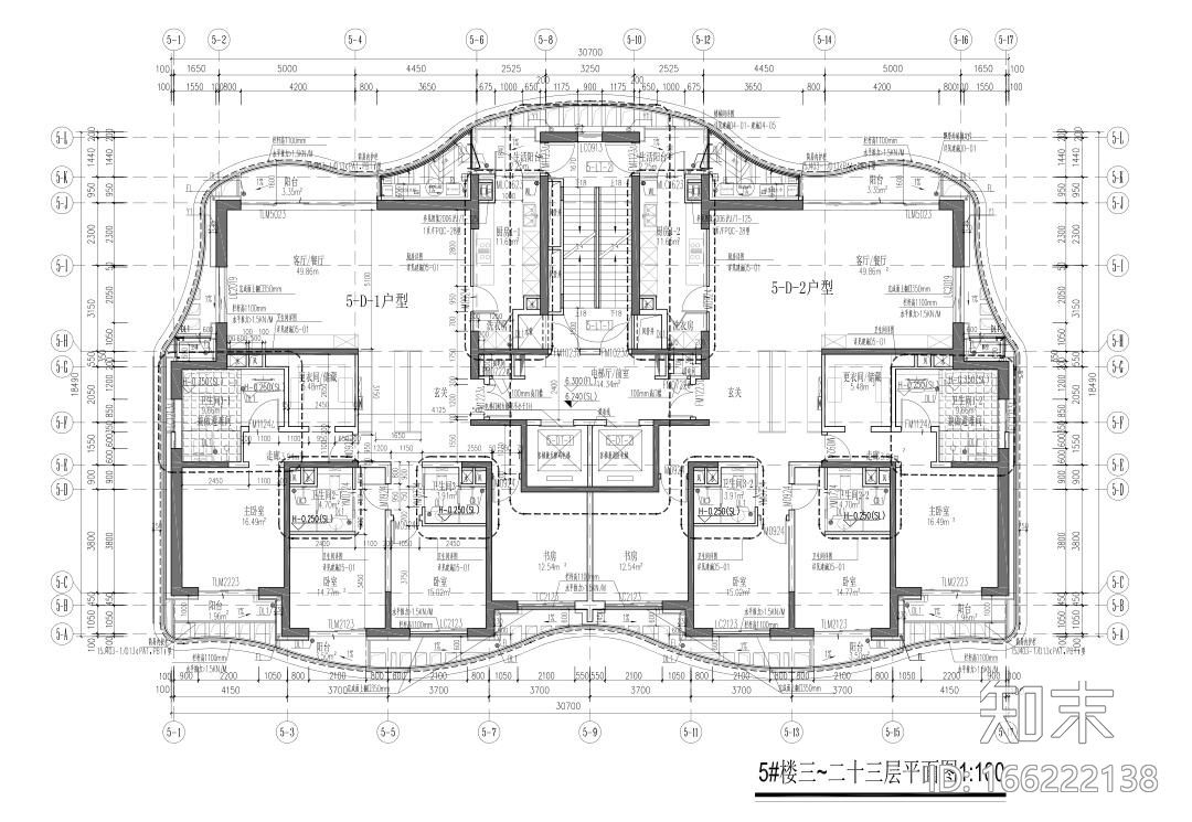 [上海]现代风格5栋住宅建筑施工设计cad施工图下载【ID:166222138】