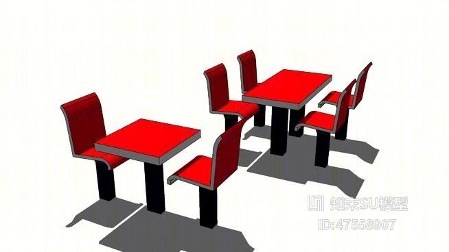 餐桌椅组合SU模型下载【ID:719256792】
