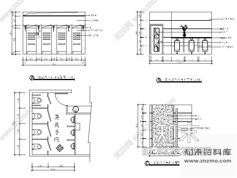 图块/节点酒店公共男卫生间详图cad施工图下载【ID:832227737】