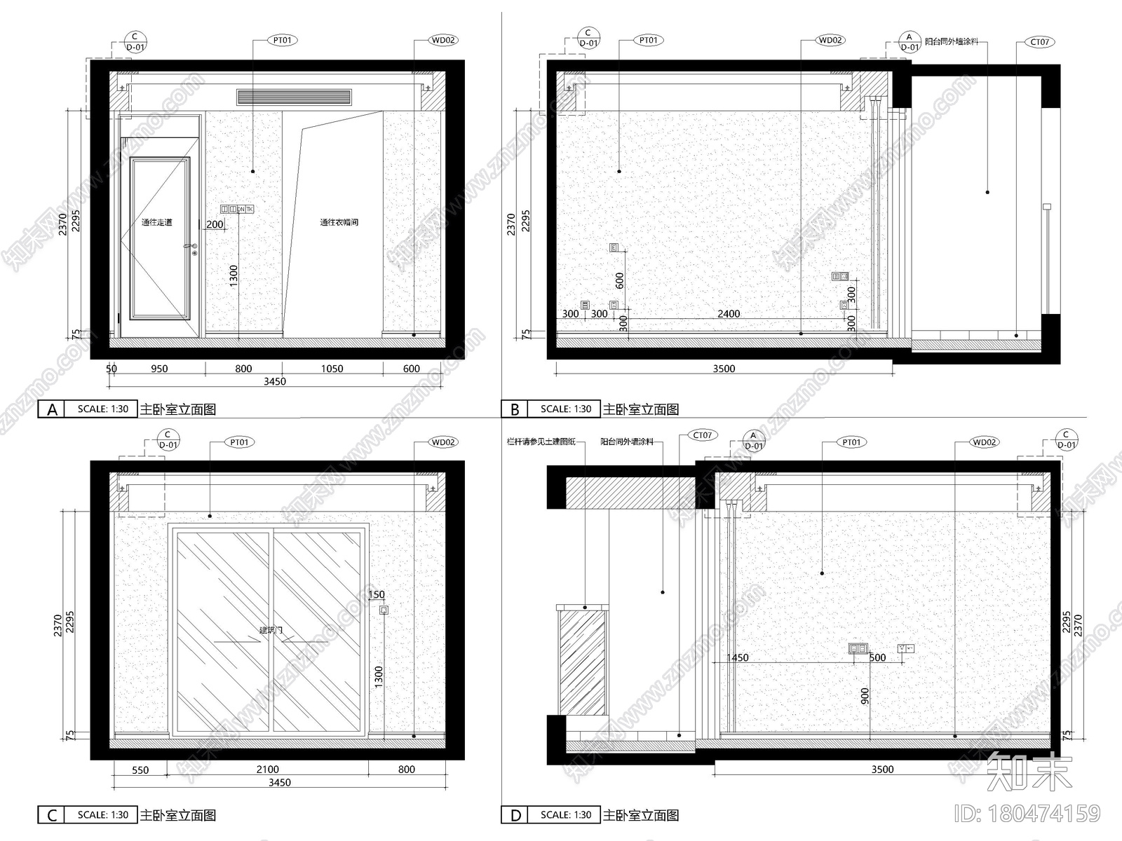 [上海]126㎡上叠二层三居家装样板间施工图cad施工图下载【ID:180474159】