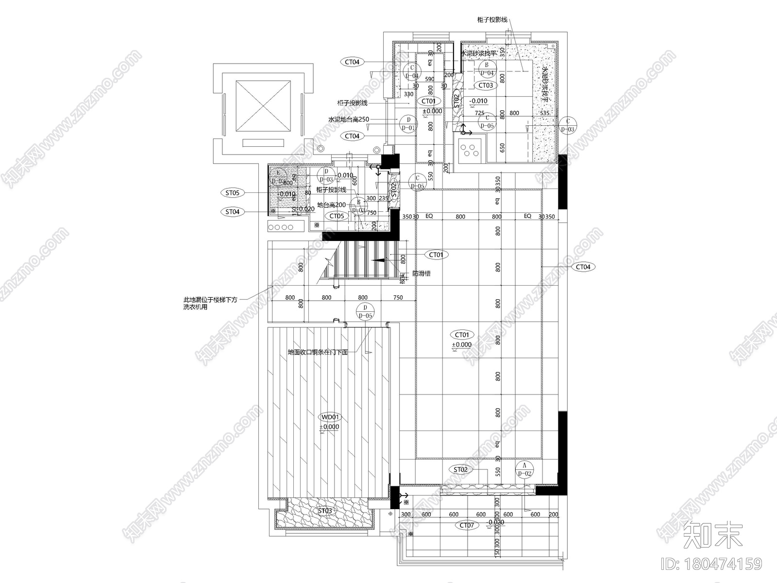 [上海]126㎡上叠二层三居家装样板间施工图cad施工图下载【ID:180474159】