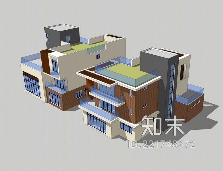现代别墅SU模型下载【ID:221748372】
