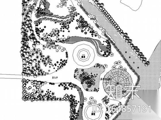 滨水河岸周边绿地种植绿化工程施工总平cad施工图下载【ID:164857191】