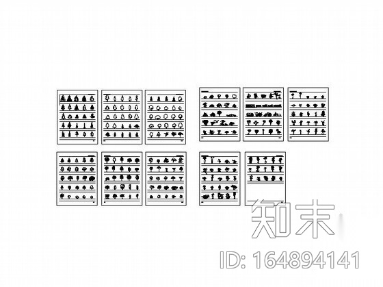 立面植物图块施工图下载【ID:164894141】