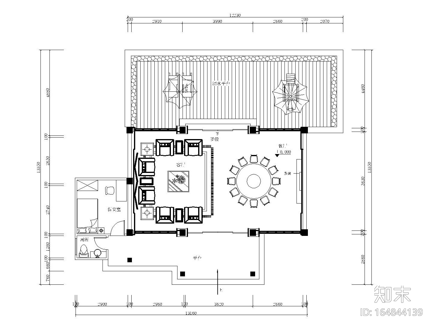 新中式风格-私人别墅接待餐厅装修施工图（附效果图）cad施工图下载【ID:164844139】