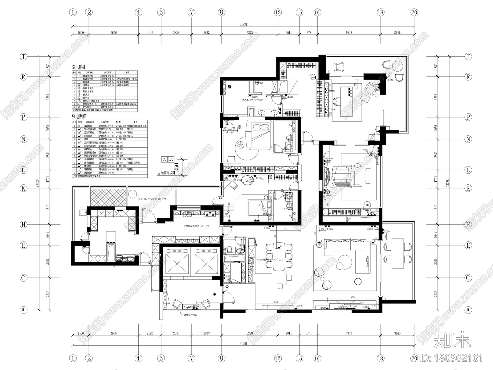 [上海]汤臣一品430㎡现代三居样板间施工图施工图下载【ID:180362161】