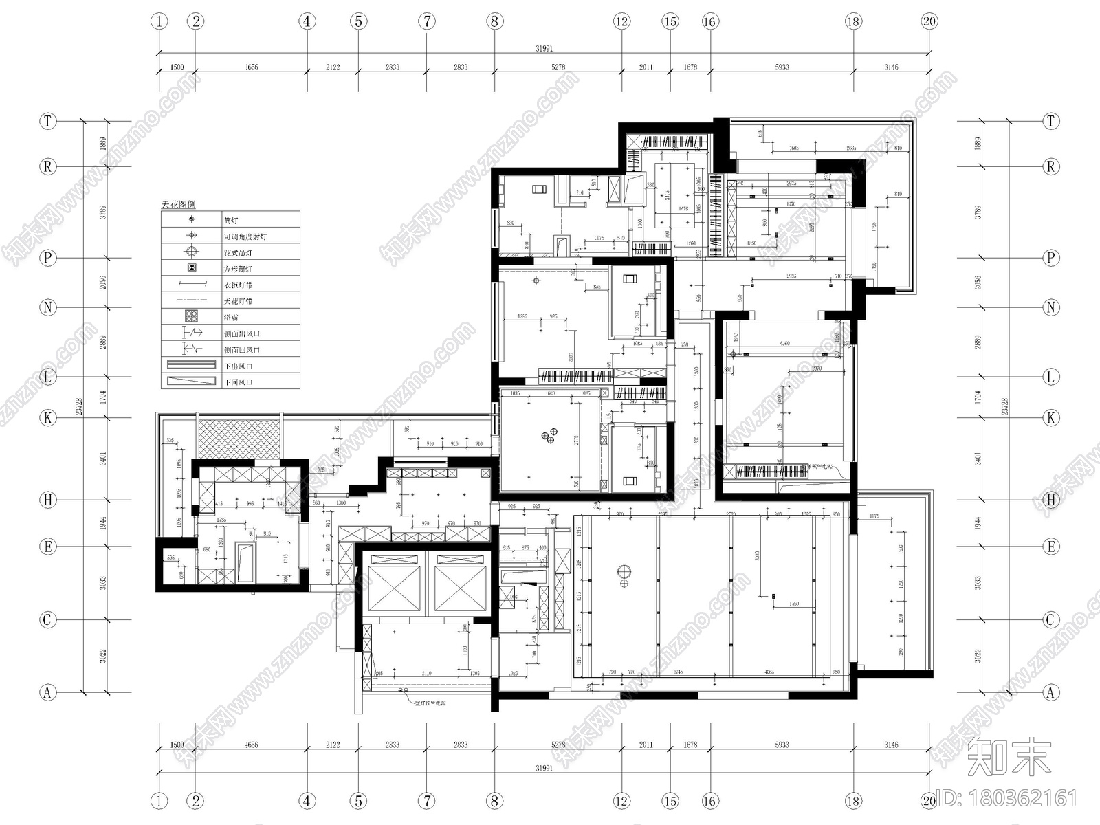 [上海]汤臣一品430㎡现代三居样板间施工图施工图下载【ID:180362161】