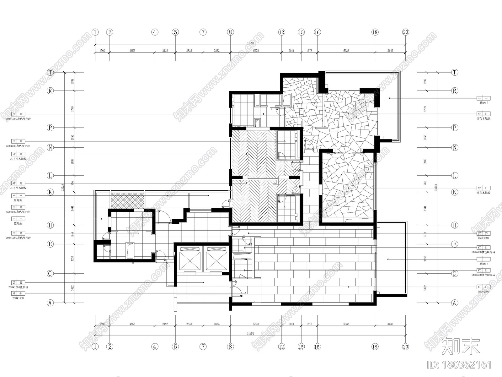 [上海]汤臣一品430㎡现代三居样板间施工图施工图下载【ID:180362161】