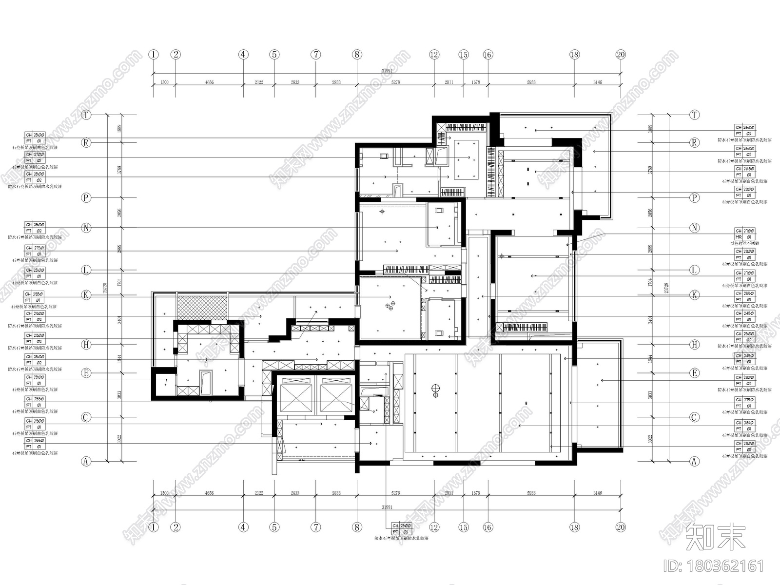 [上海]汤臣一品430㎡现代三居样板间施工图施工图下载【ID:180362161】