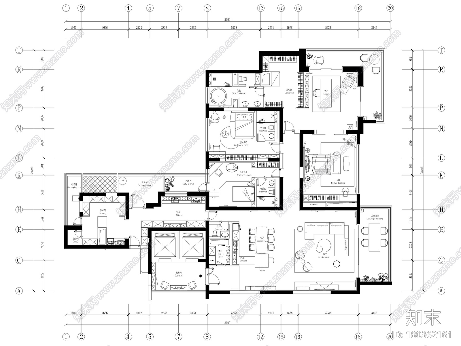 [上海]汤臣一品430㎡现代三居样板间施工图施工图下载【ID:180362161】