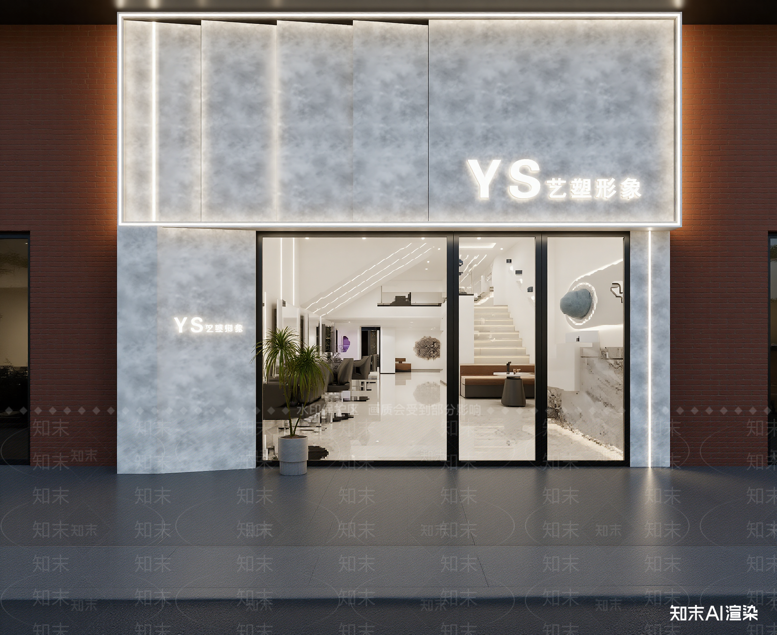 现代美发店3D模型下载【ID:1214381397】