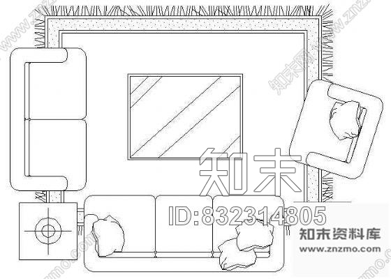 图块/节点沙发图块1cad施工图下载【ID:832314805】