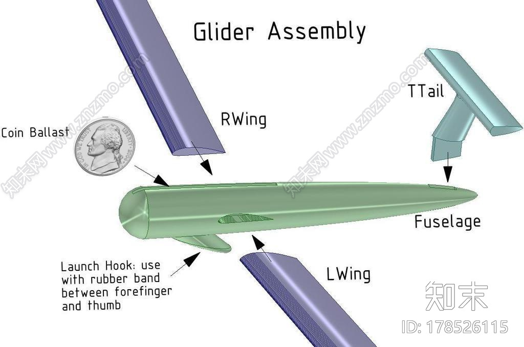 可组装的滑翔机3d打印模型下载【ID:178526115】