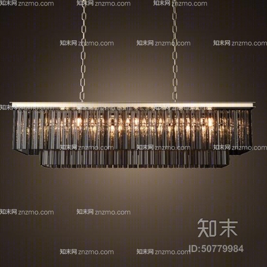 现代黑色铁艺吊灯3D模型下载【ID:50779984】