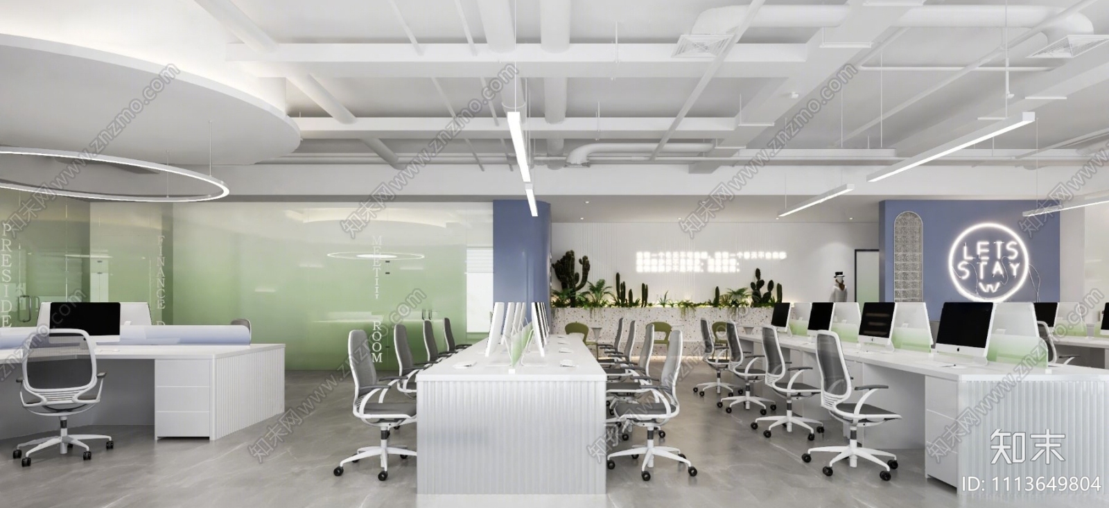 现代敞开式办公室3D模型下载【ID:1113649804】_知末3d模型网