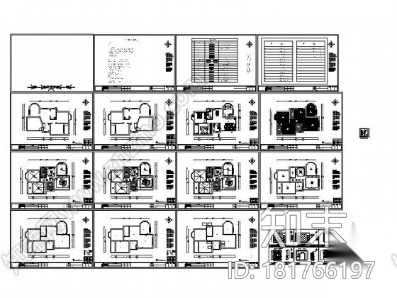 [上海]简约欧式田园风格平层室内施工图施工图下载【ID:181766197】