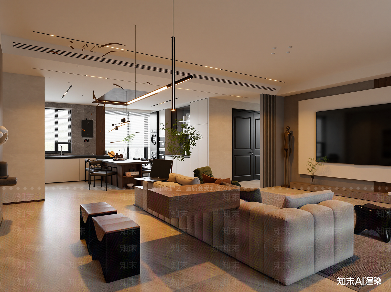 现代客餐厅3D模型下载【ID:1221510260】