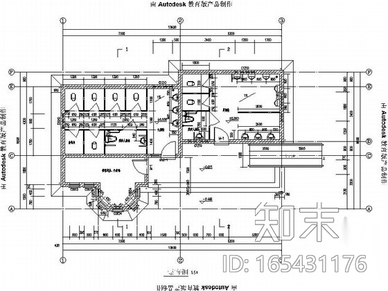 [青岛]小型现代公厕建筑施工图施工图下载【ID:165431176】