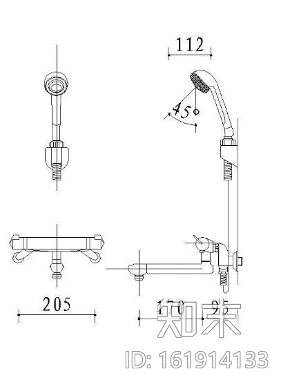 淋浴器cad施工图下载【ID:161914133】