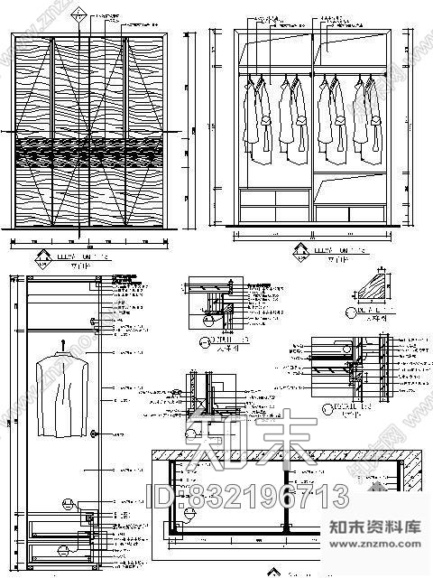 图块/节点主卧室衣柜详图施工图下载【ID:832196713】