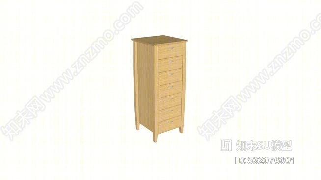 卧室7抽屉箱-详细说明SU模型下载【ID:532076001】