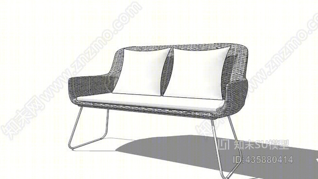 灰色编织树脂和白色枕头SU模型下载【ID:435880414】