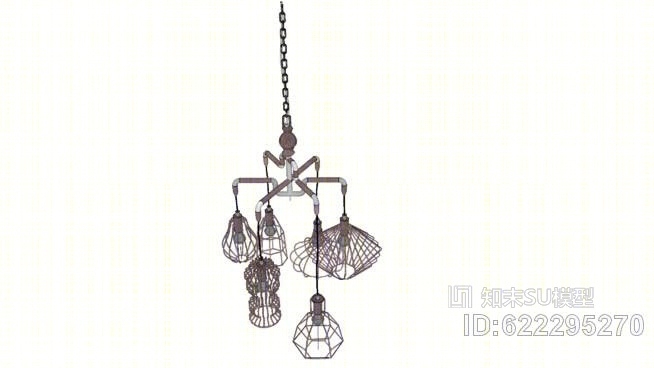36596吊灯管道线6LITE（HL管道线6ER）SU模型下载【ID:622295270】