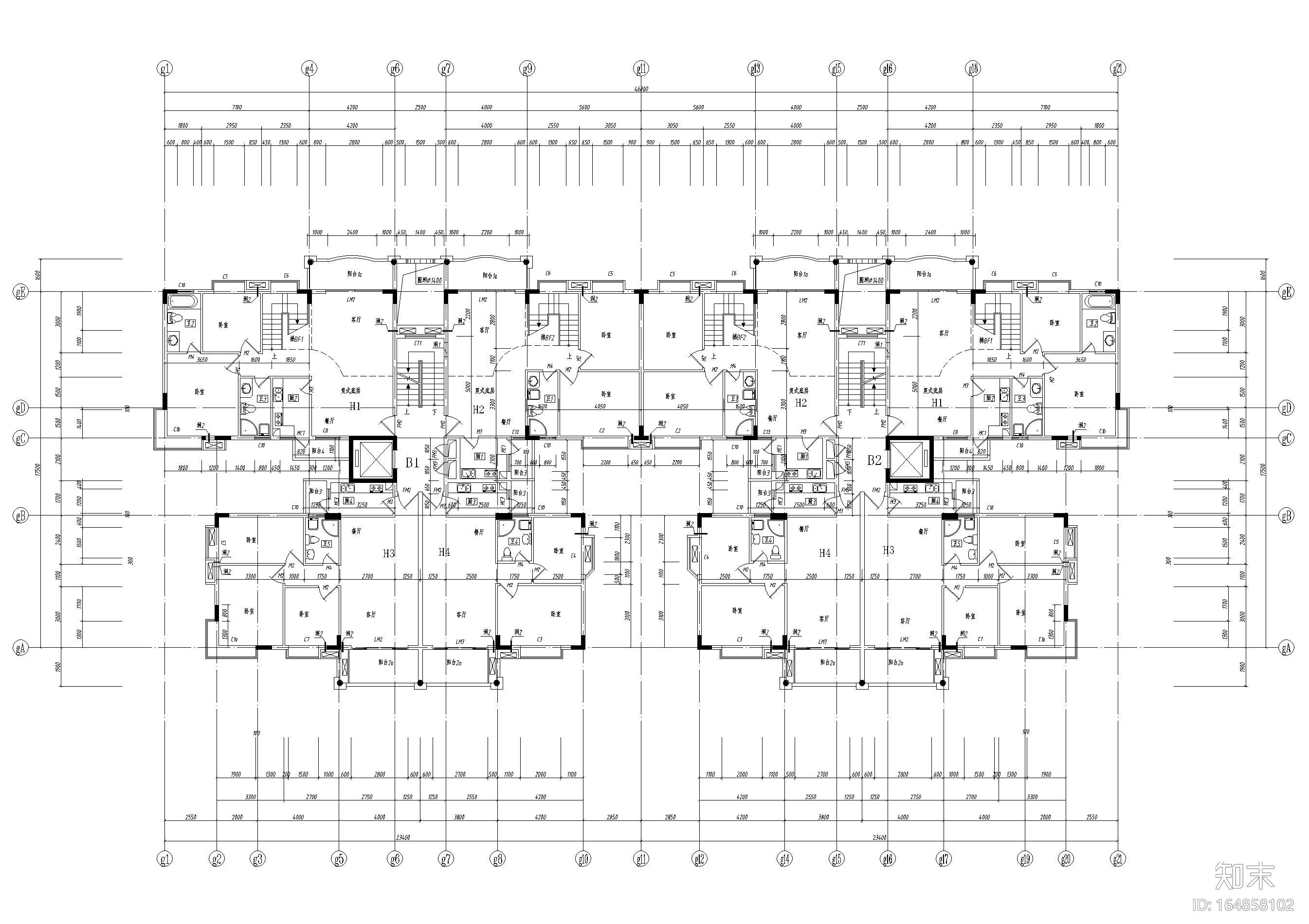 南方某十二层高层住宅小区建筑施工图cad施工图下载【ID:164858102】