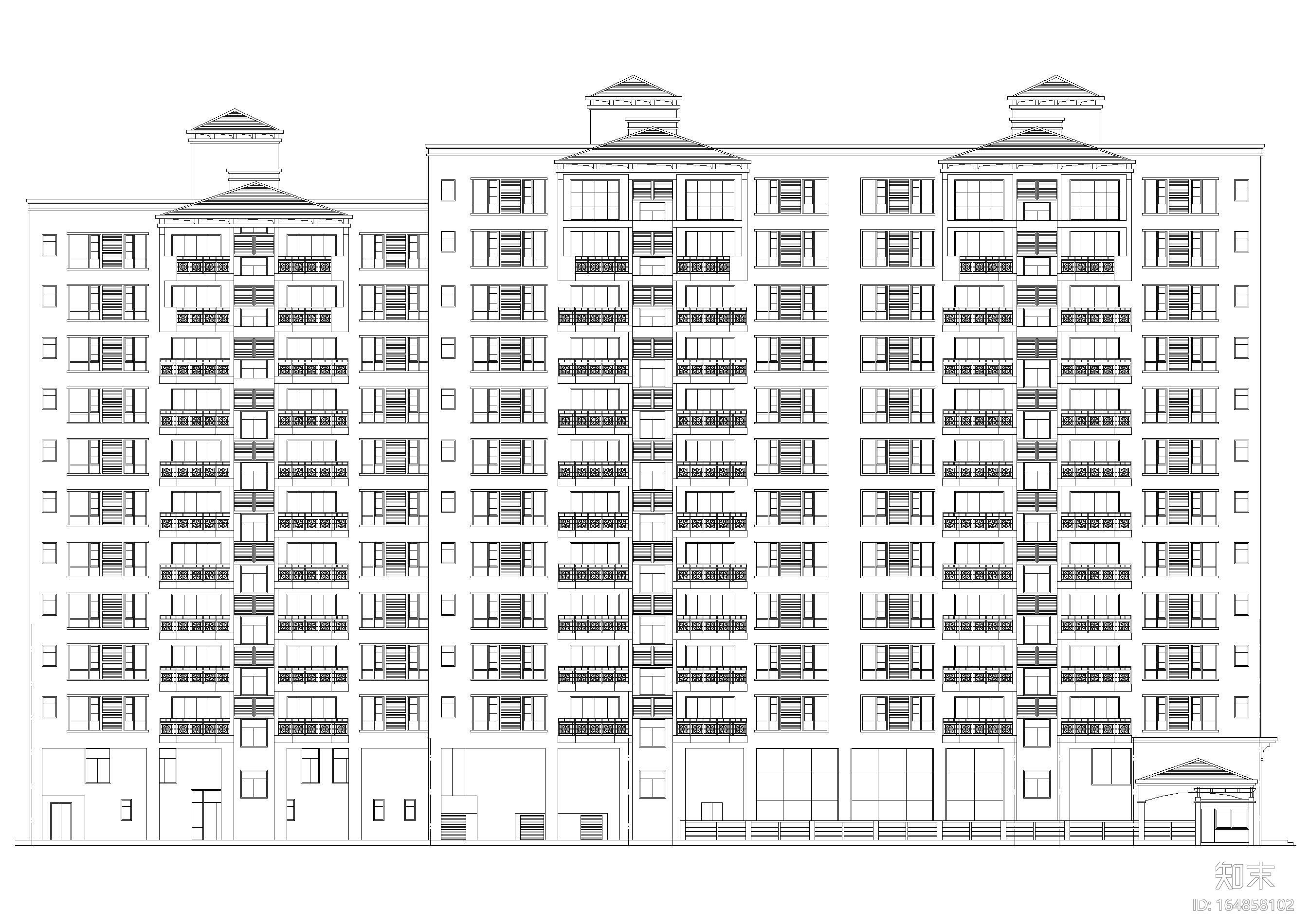 南方某十二层高层住宅小区建筑施工图cad施工图下载【ID:164858102】