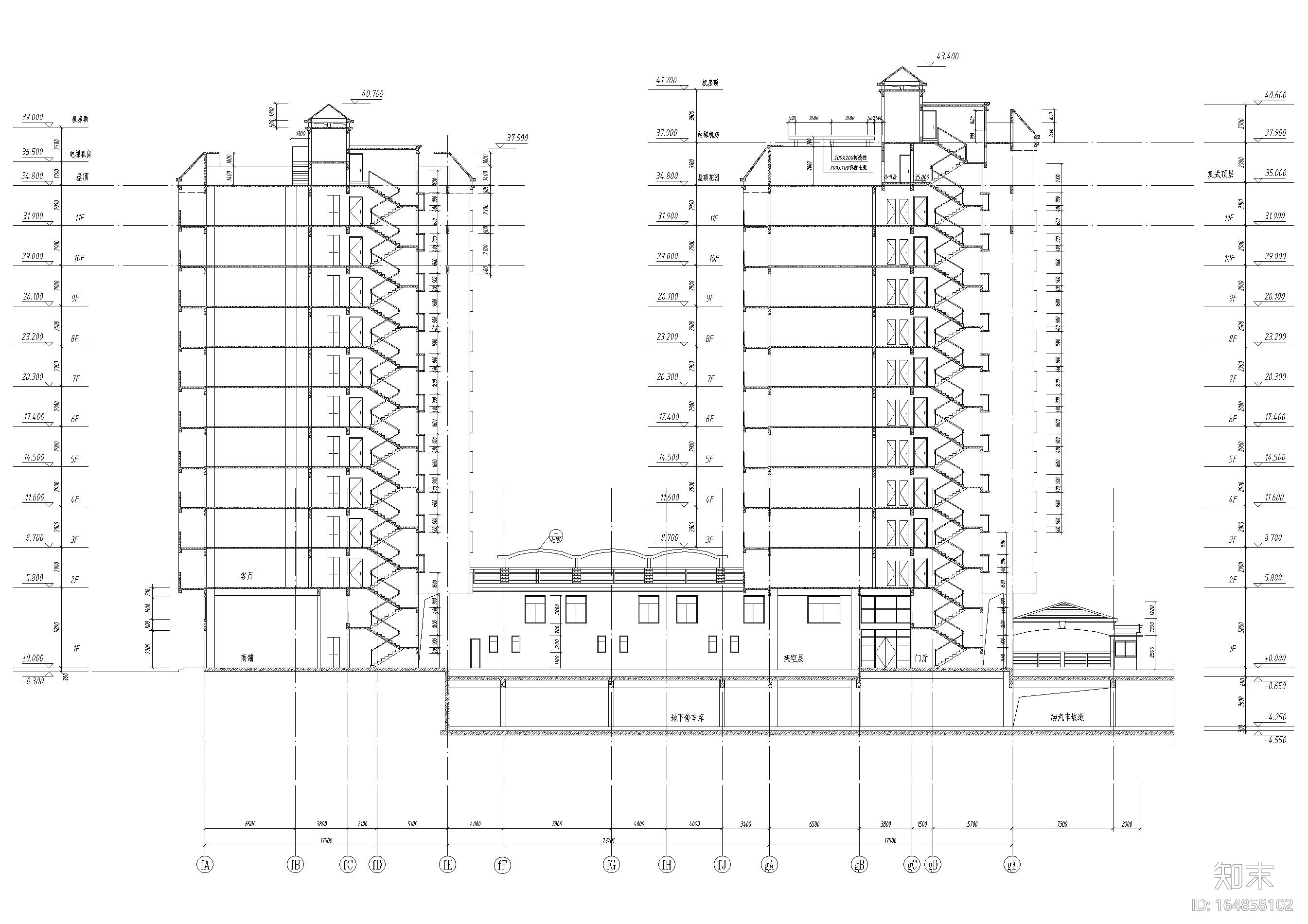 南方某十二层高层住宅小区建筑施工图cad施工图下载【ID:164858102】