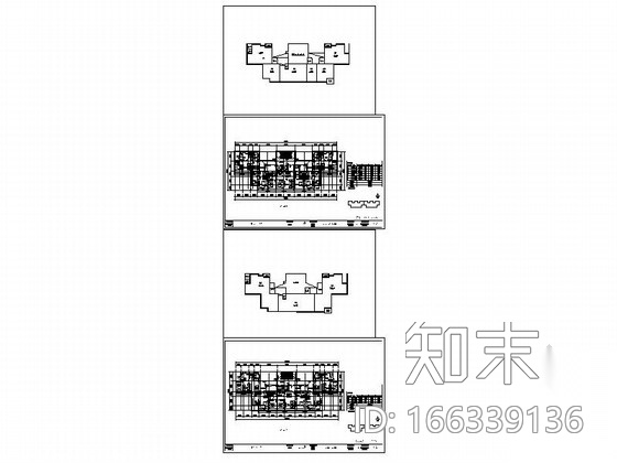 [万科户型]一核六户高层住宅户型图（404平方米）施工图下载【ID:166339136】