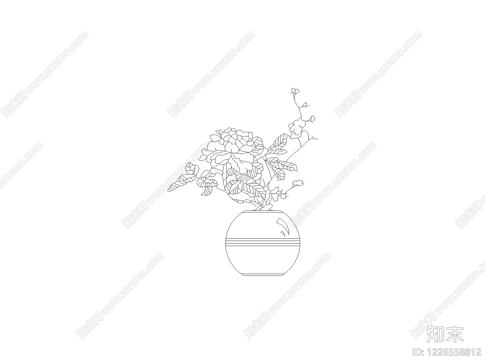 种绿植盆栽图块cad施工图下载【ID:1226558812】