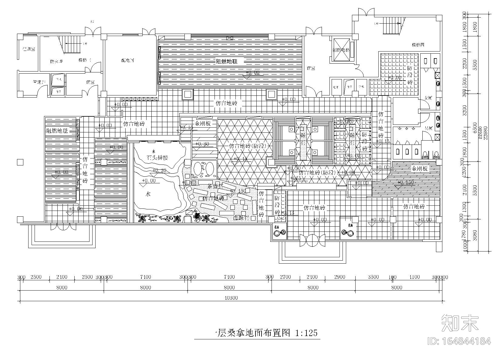 500㎡简约桑拿会所休闲装修施工图cad施工图下载【ID:164844184】
