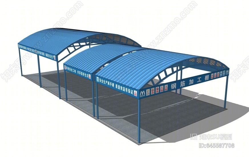 钢筋棚SU模型下载【ID:645587708】