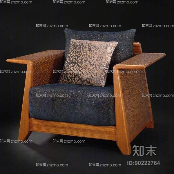 东南亚木艺单人沙发3D模型下载【ID:90222764】