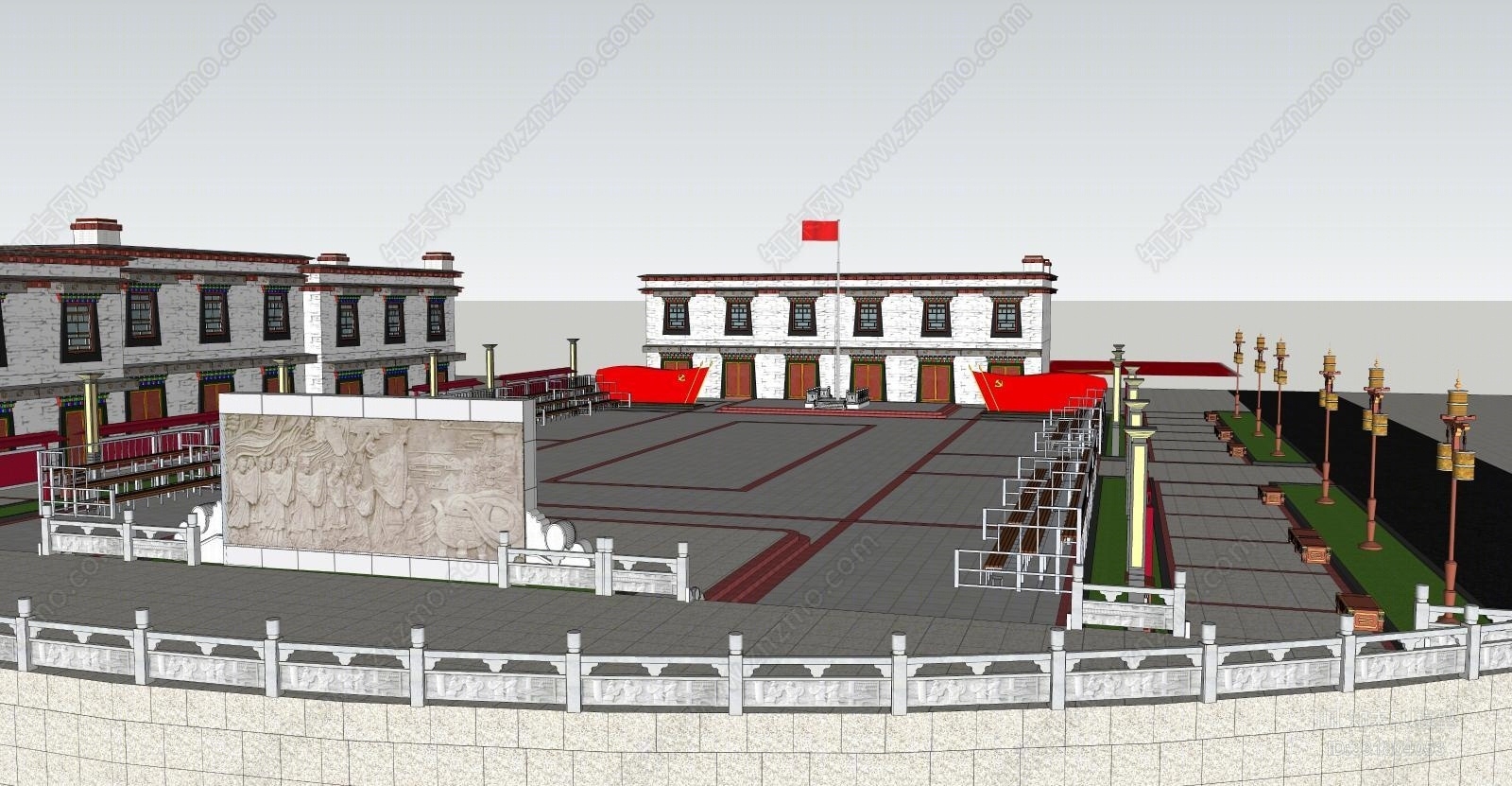西藏广场景观设计SU模型下载【ID:331804053】