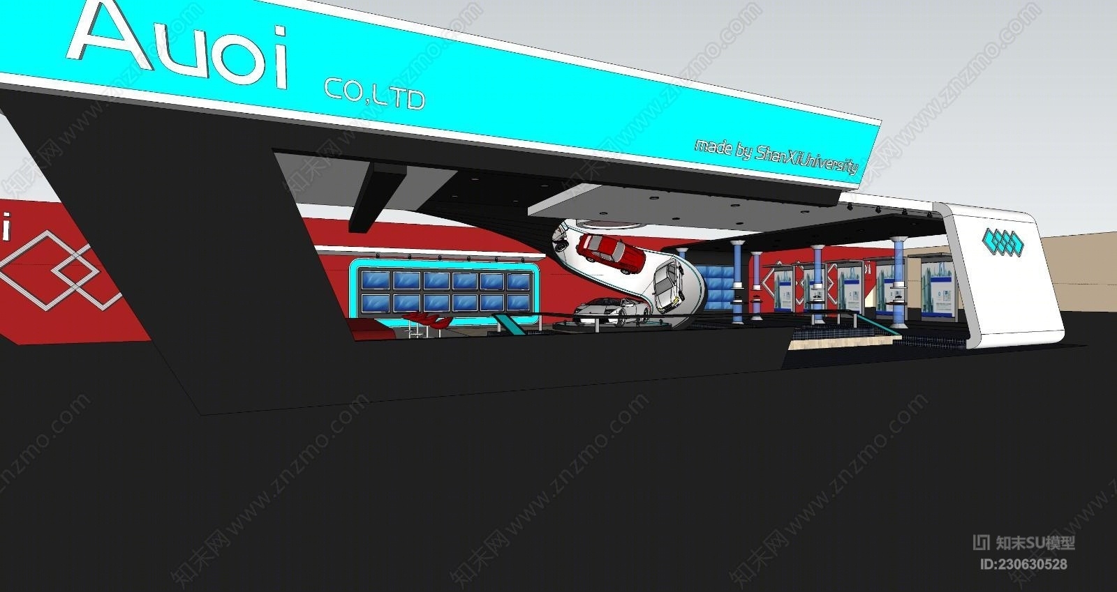 汽车展示厅SU模型下载【ID:230630528】
