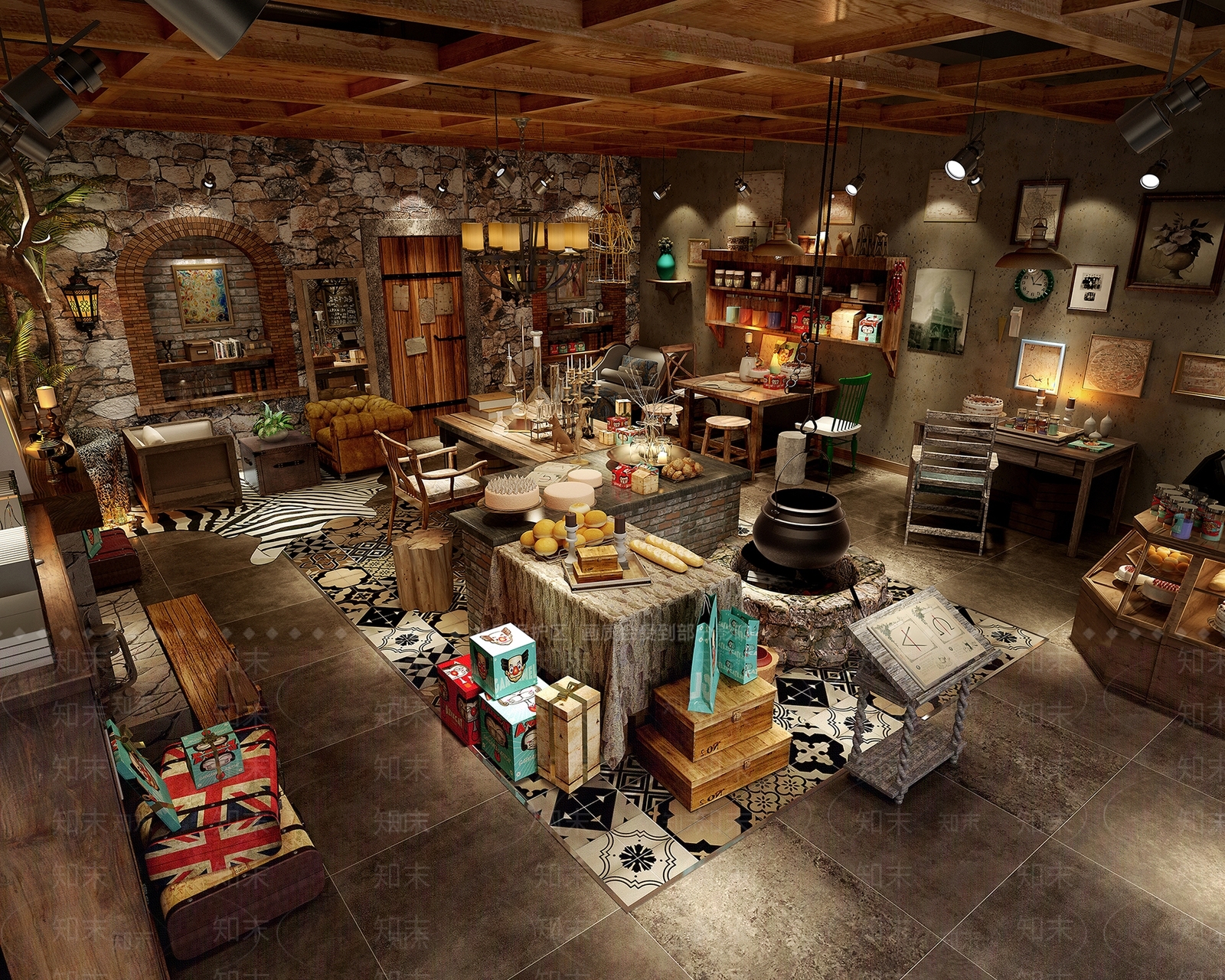 欧式古典甜品面包店3D模型下载【ID:1221616985】
